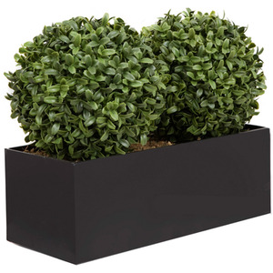 Artificial Topiary Double Ball Black Tin Window Box