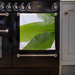 Green Leaves On White Kitchen Towel