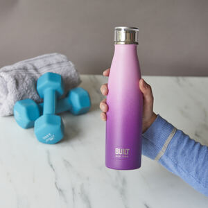 Built 500ml Double Walled Stainless Steel Water Bottle Pink and Purple Ombre