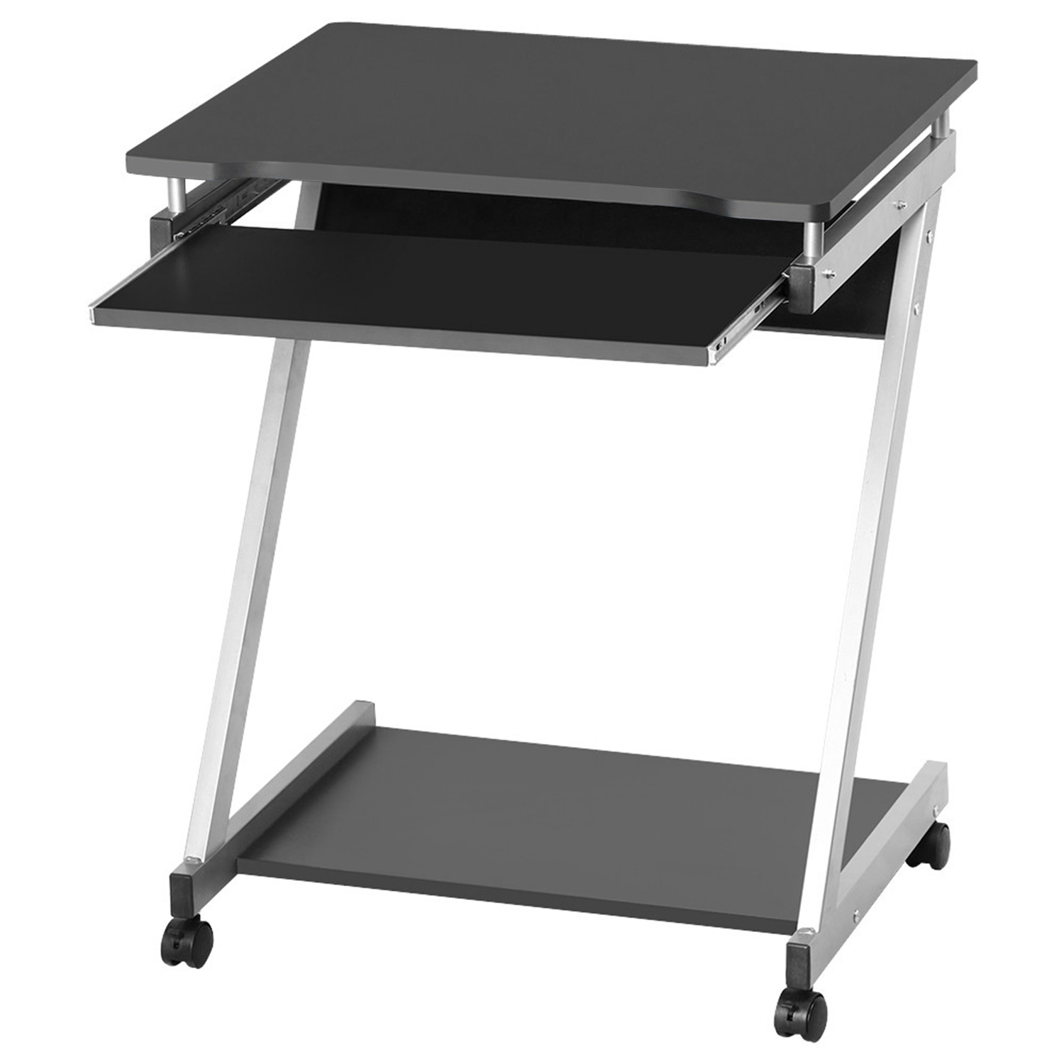 Z-shaped Computer Desk With Sliding Keyboard - Black