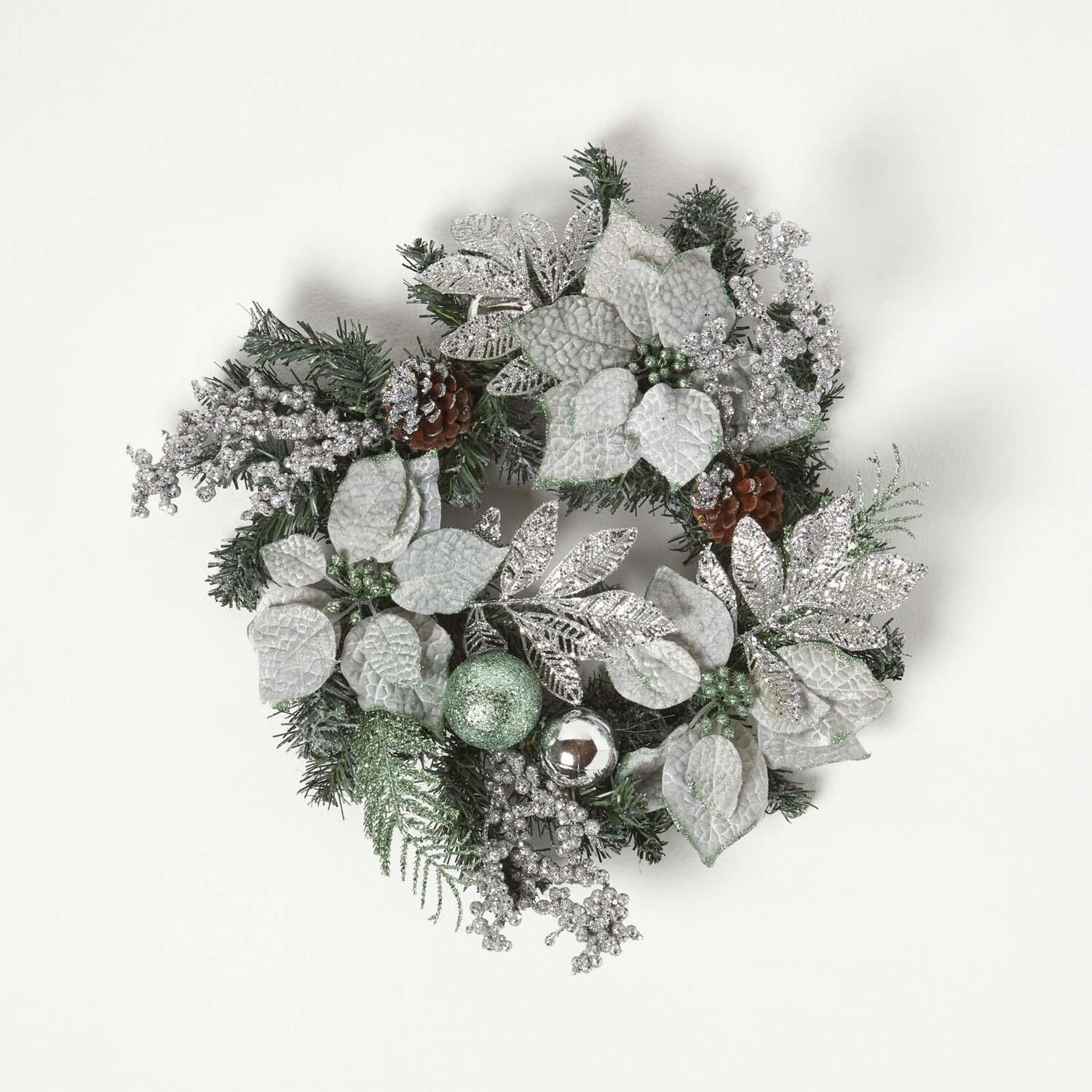 Homescapes Mint Green  Silver Christmas Wreath - Mint and Silver
