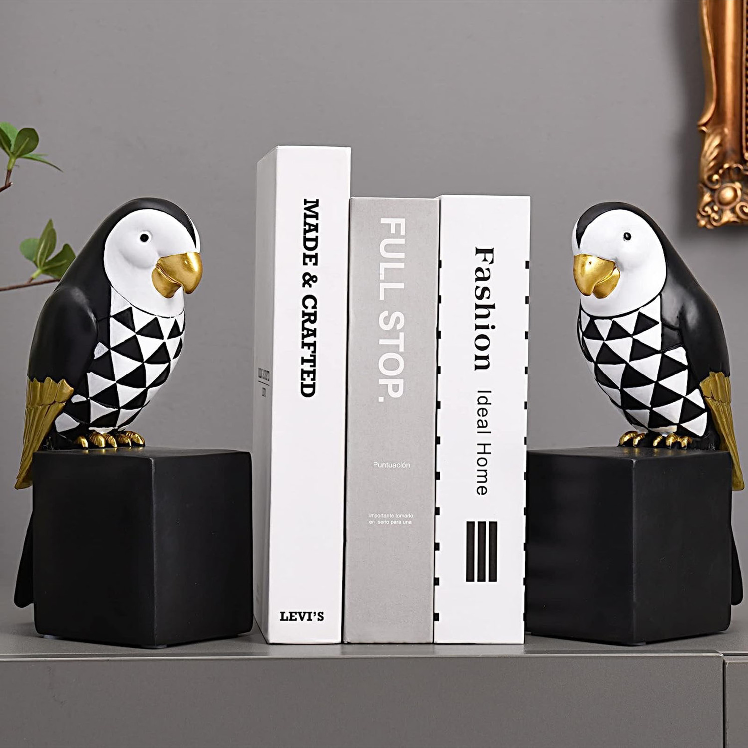 Trademark Innovations Ceramic Bird Bookends - Decorative Book Supports For Shelves 5x5.7x4.3 Inches