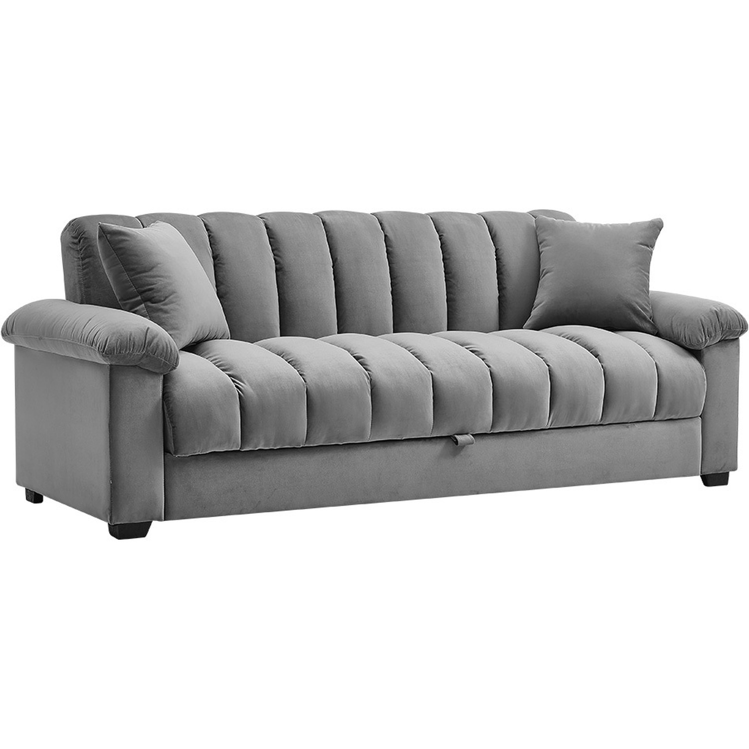Fabric Sofa Bed With 2 Pillows - Grey
