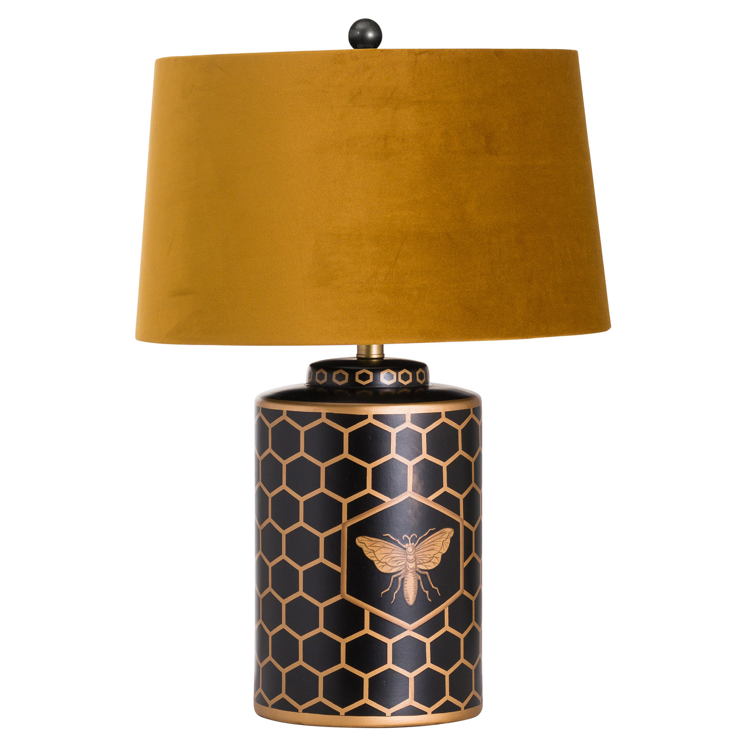 KDMK - Harlow Bee Table Lamp With Mustard Shade - Black thumbnail
