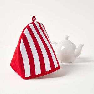 Tea Cosy Double Design Red Stripes Teapot Warmer