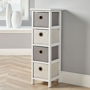 Home Source Sandringham 4 Drawer Chest Storage Unit Ready Assembled - White Grey