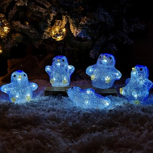 Set of 5 Acrylic Light Up LED Penguins