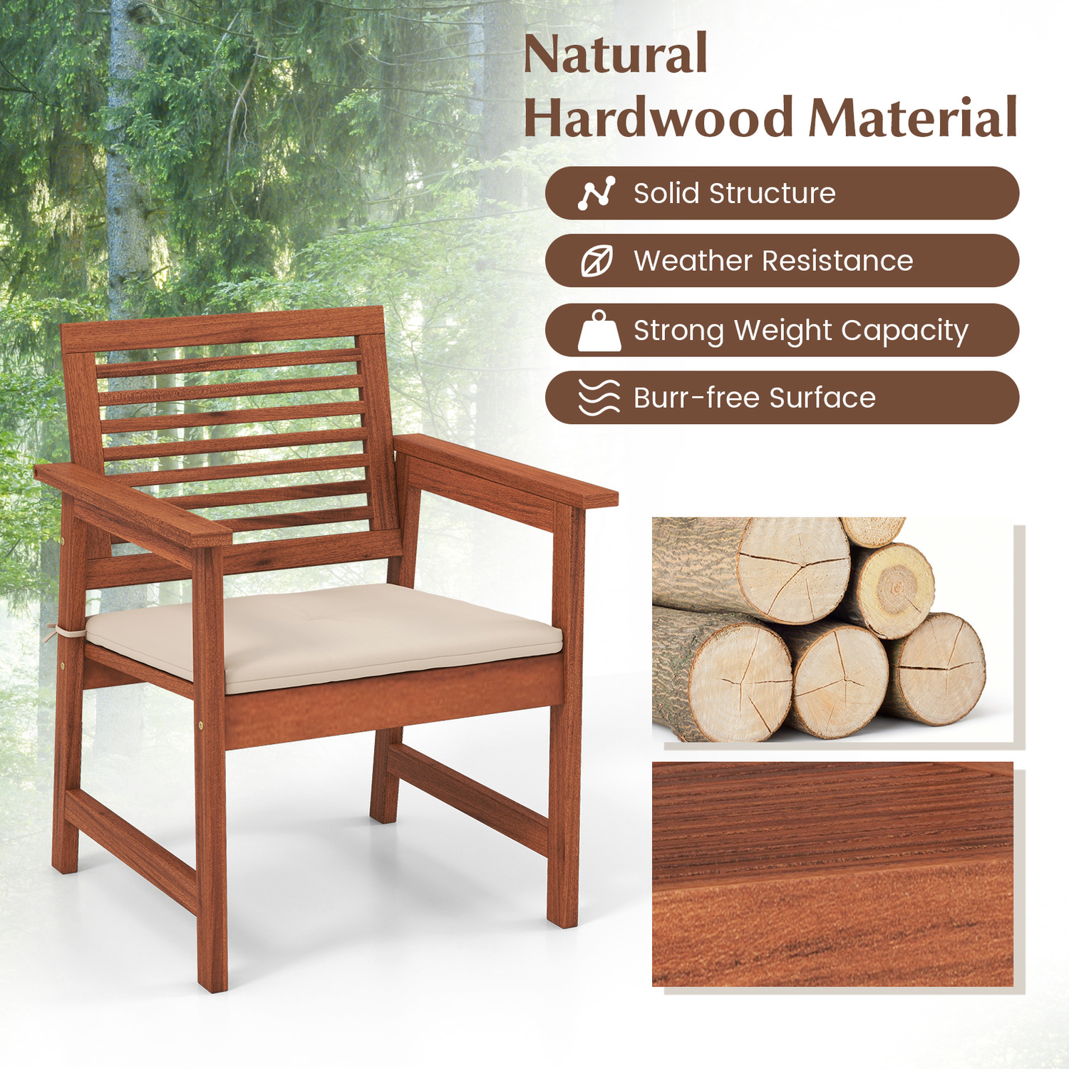 Outdoor Garden Dining Chair Set Of 2 - Brown