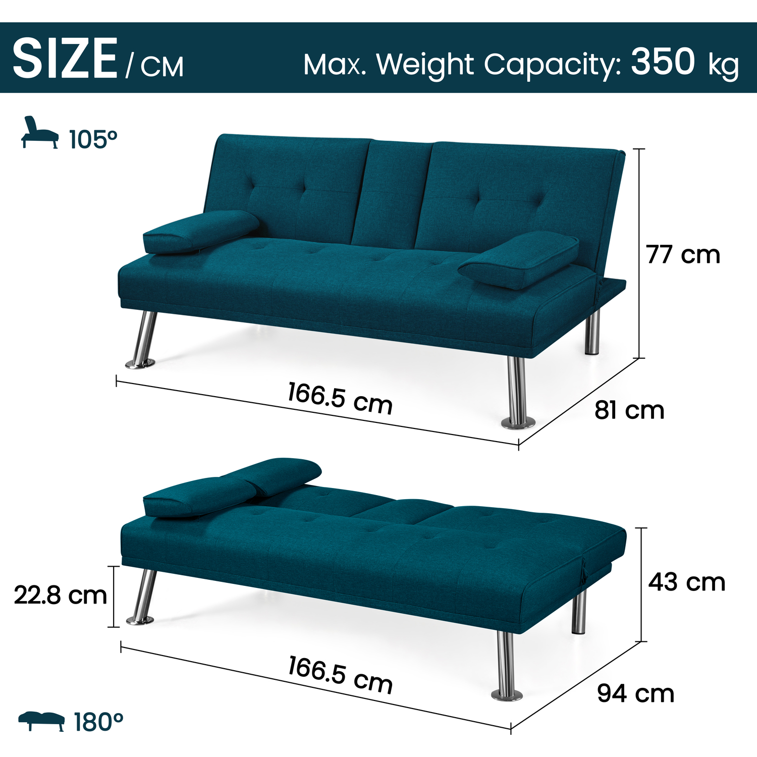 Yaheetech Convertible Sofa Bed With Platform - Blue