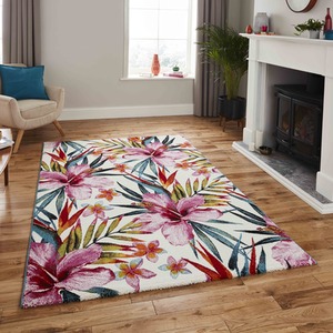 Multicoloured Botanical Floral Area Rug