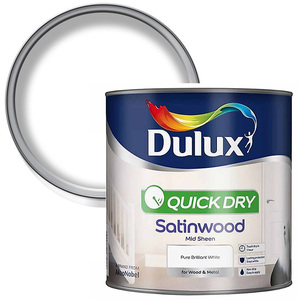 Pure Brilliant White / 2.5l Dulux Quick Dry Mid Sheen Satinwood Paint shot 5245899