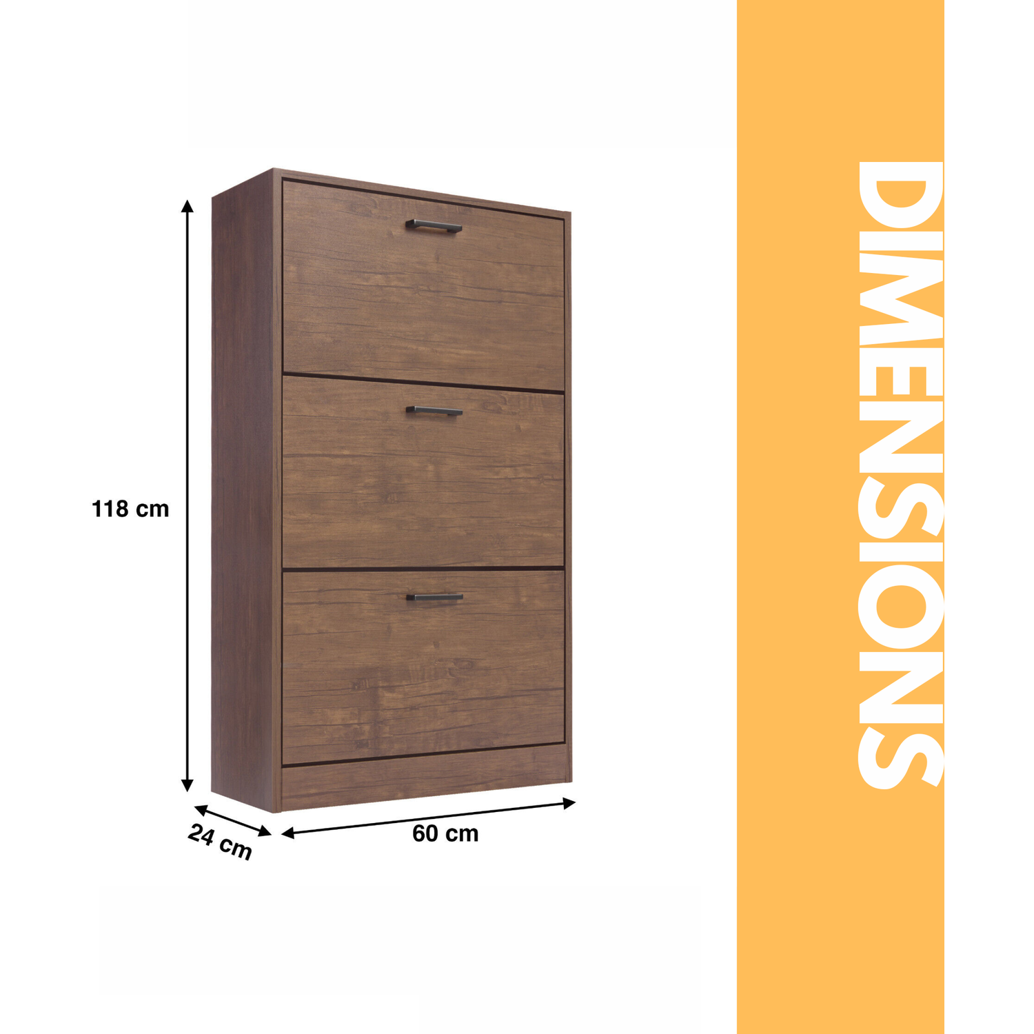 3 Drawer Shoe Storage Cabinet - Walnut Walnut