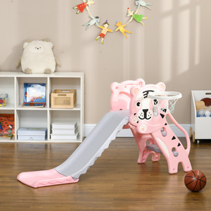 AIYAPLAY 2 in 1 Kids Slide with Basketball Hoop Basketball