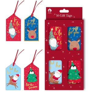 4x 7M Cute Christmas Wrapping Paper Rolls Xmas Gift Wrap plus 16 Tags