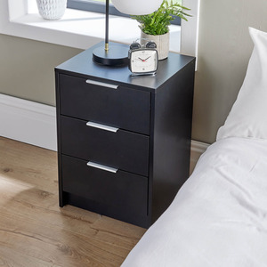 Black Home Source Phoenix 3 Drawer Bedside  shot 6115023