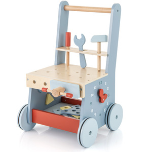 2-in-1 Wooden Baby Push Walker with Multi-Activity Center