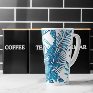 Snow Tropical Leaves Latte Mug