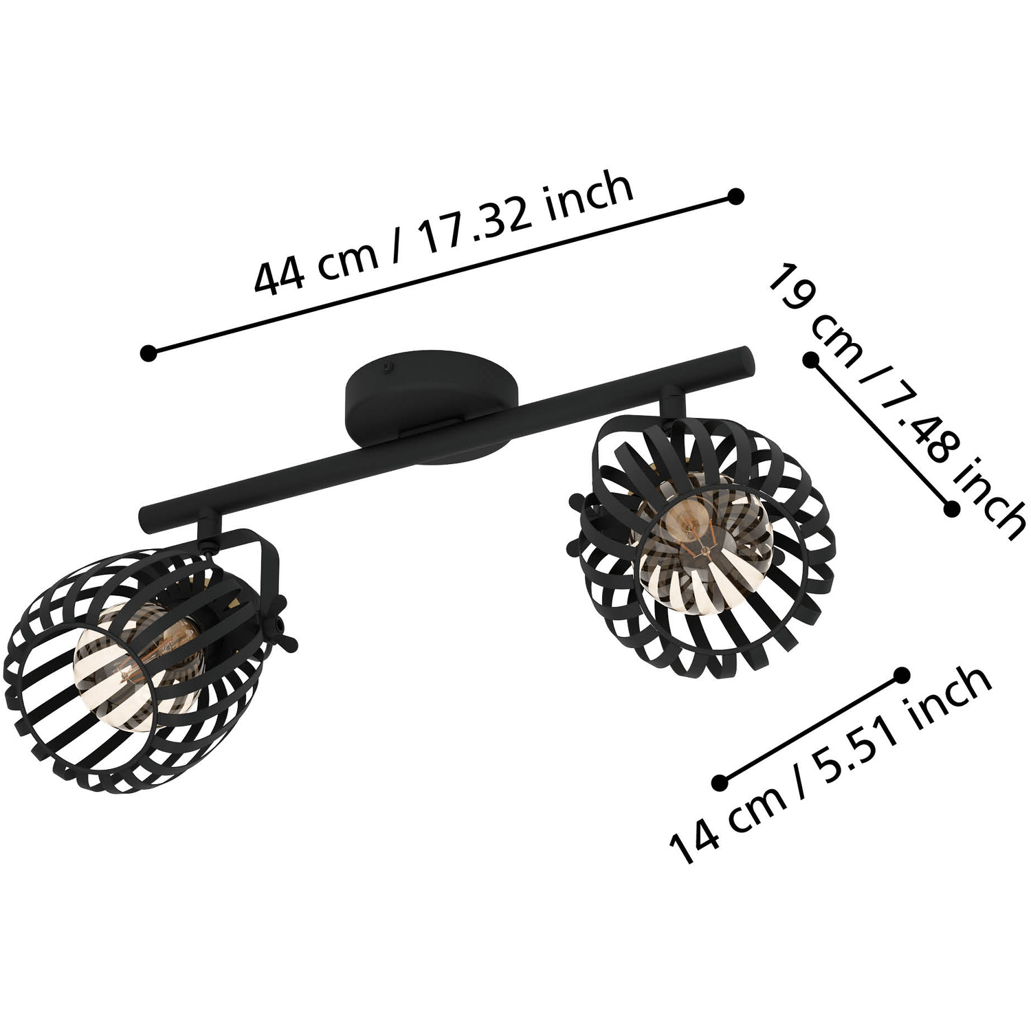 Eglo Girona Steel Modern 2-light Spotlight - Black