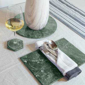 12pc Rectangle Marble Placemats  Square Coasters Set - 30cm x 20cm - Green