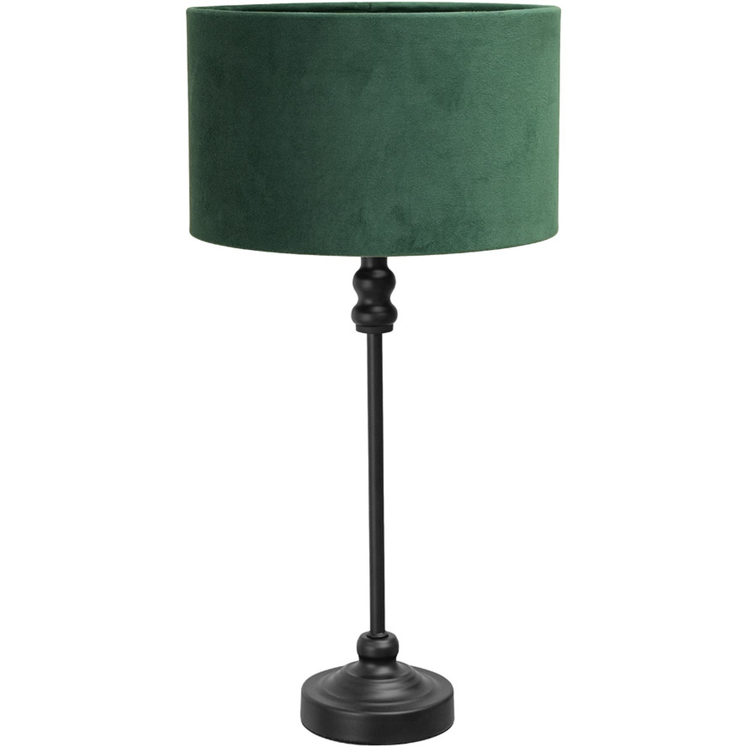 Maggie Black Table Lamp Velvet Shade - Forest Green / Yes