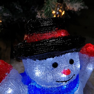 White LED Light up Acrylic Christmas Snowman Decoration shot 6642678