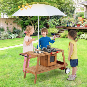 Outdoor Wooden Cooking Cart