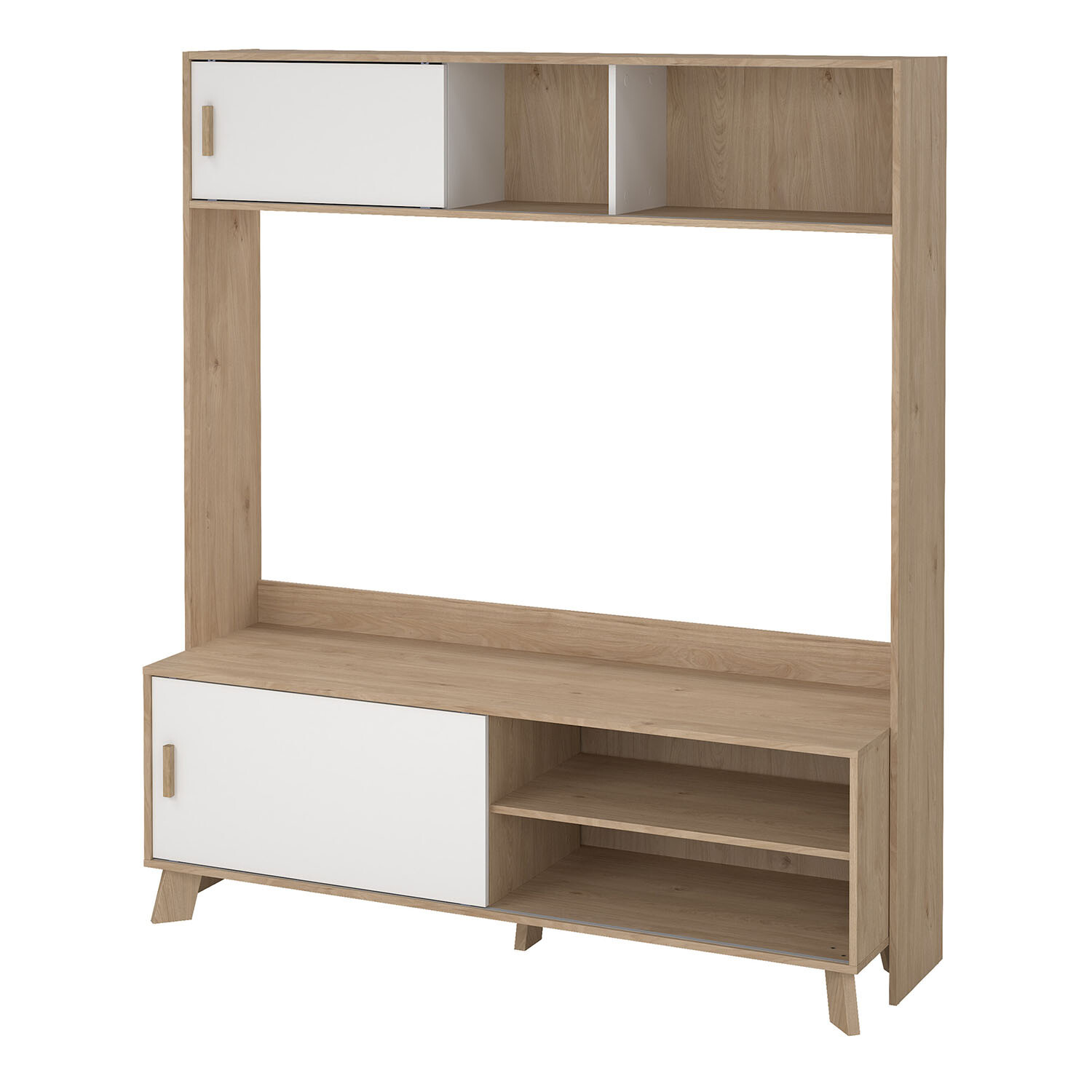 Ikast TV Wall Unit - Jackson Hickory Oak and White