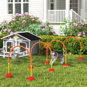 PawHut 4 Piece Dog Agility Training Equipment with Carry Bag