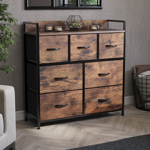 Rustic Brown Chorley Fabric Chest of Drawers 7 Drawer shot 7763793