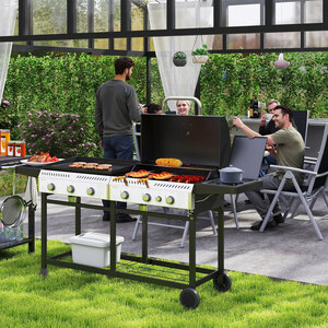 Outsunny 2-in-1 Gas BBQ with Plancha Grill
