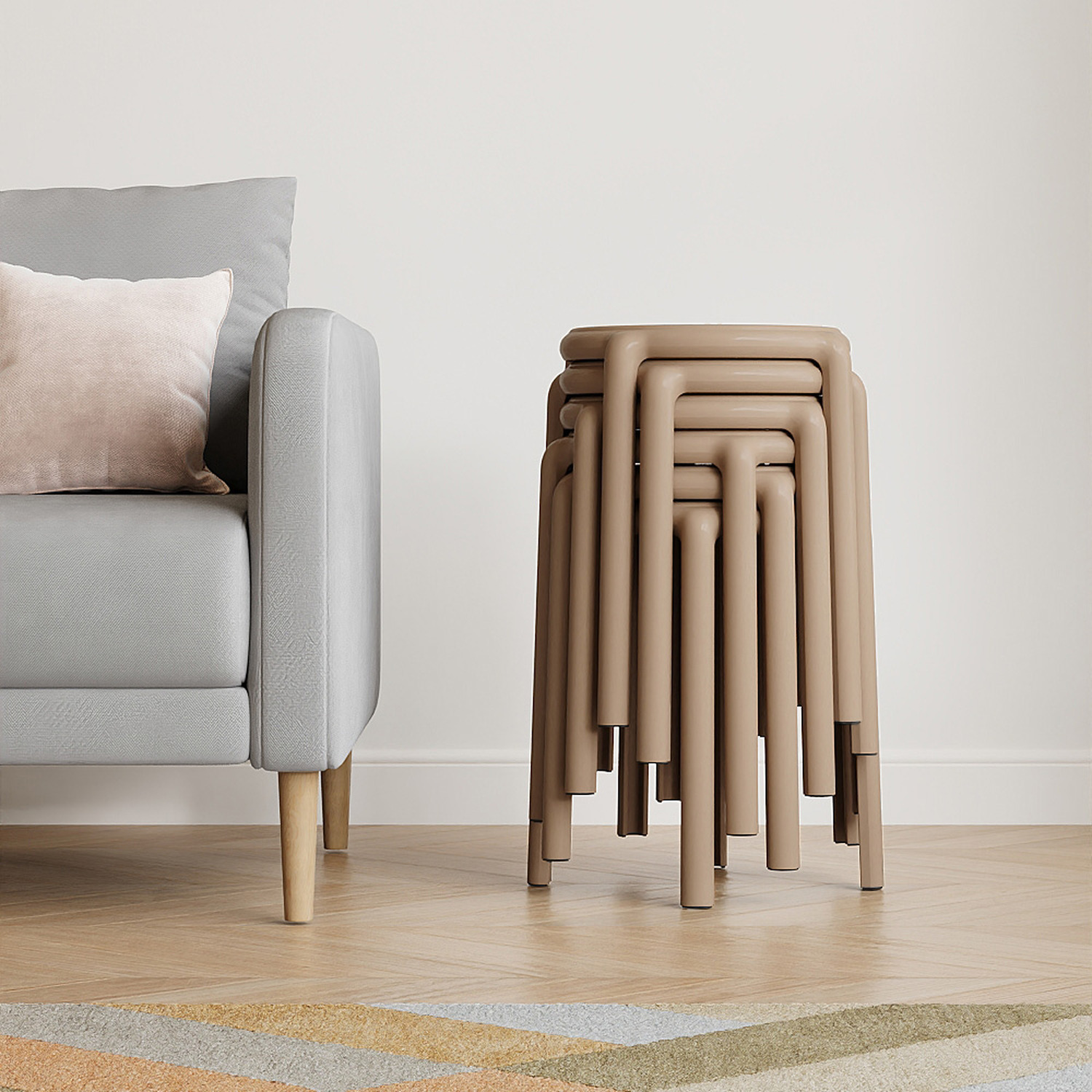 High Stackable Stools Sheonly 6-Piece Stackable Ventilated Mesh Plastic Stools