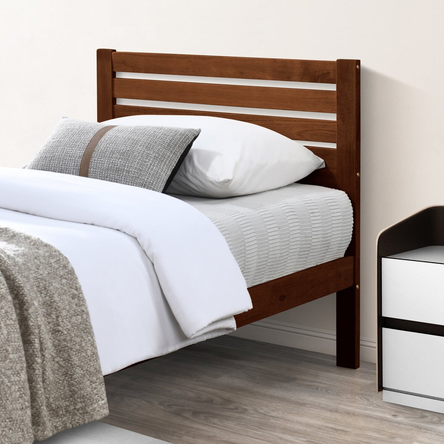 Declan Solid Wood Bed Frame - Walnut Single