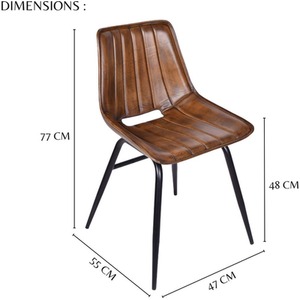 Genuine Leather Dining Chair With Black Frame