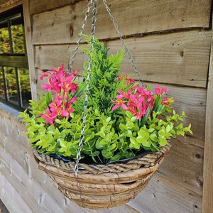 Best Artificial Mini Daffodil Display in 10 inch Woven Decorative Hanging Basket