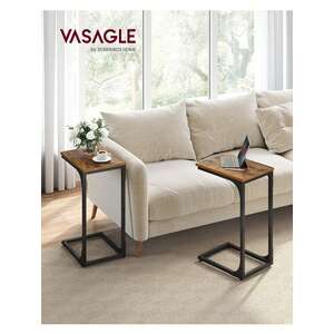 Set of 2 C-Shaped Side Table with Metal Frame