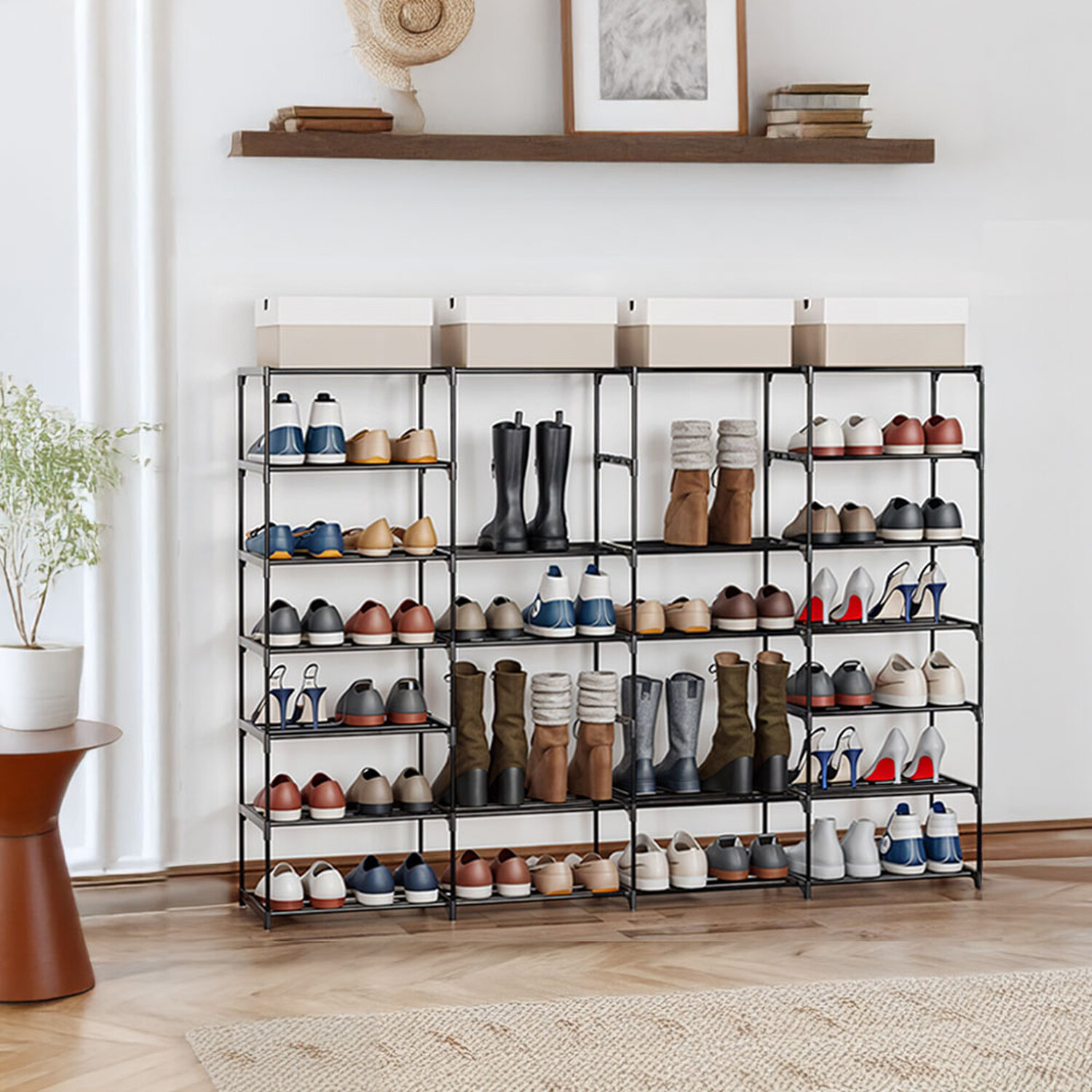 Lifeideas 7-Tier Shoe Rack With 3 Columns - Black