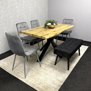 Dining Table and 4 Chairs Bench Oak Effect Wood Table 4 Black Chairs Dining Room