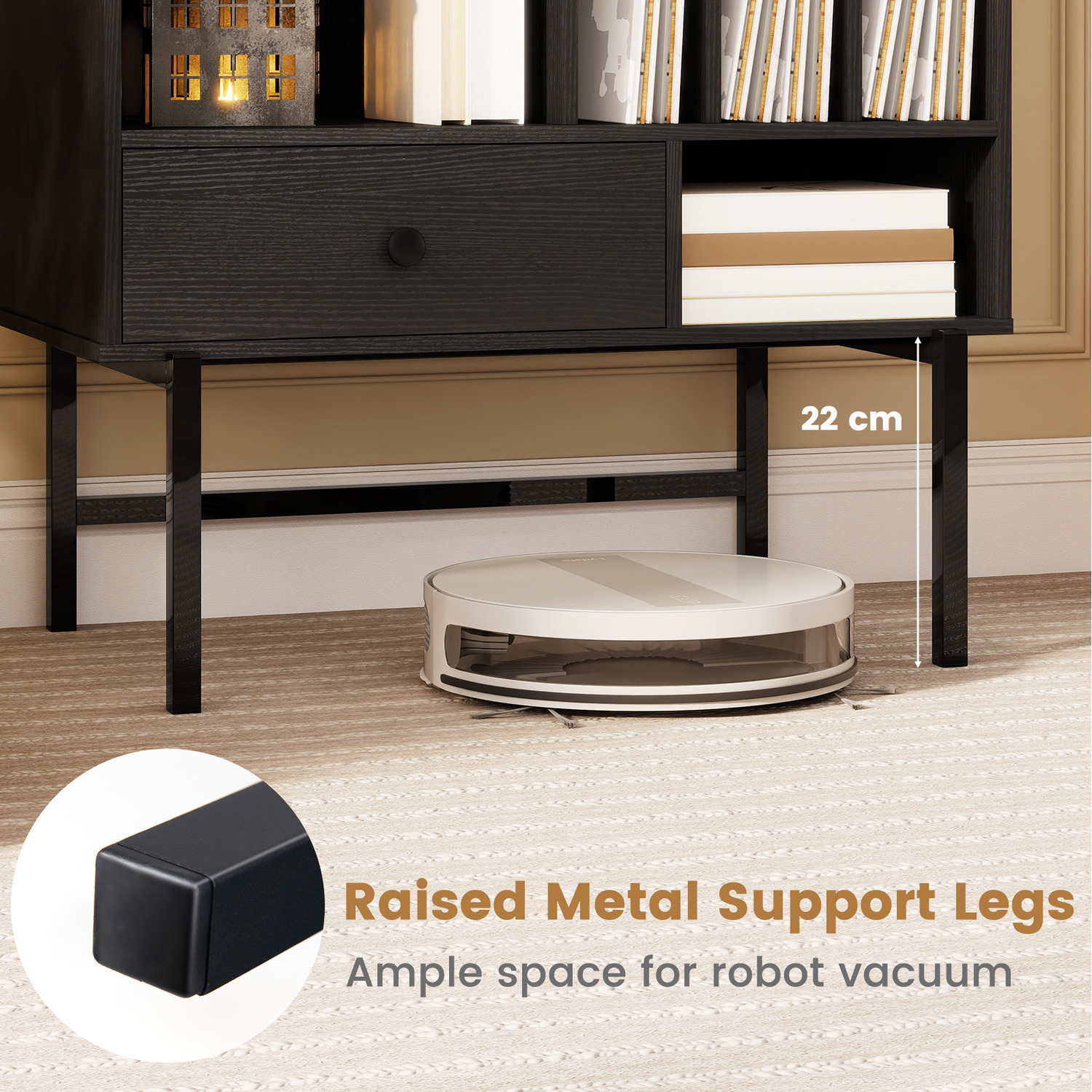 Modern Vinyl Storage Cabinet - Black
