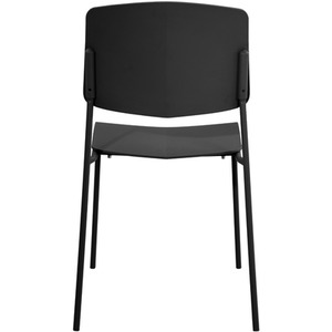 Black Pair of Academy Kitchen Chairs, Plastic Seat And Back With Metal Legs shot 10474388