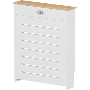Batley White Radiator Cover with Oak Effect Top and Storage Drawer