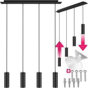 Ceiling Light Lumea, 4 Pendant Lights, Length-Adjustable Cables
