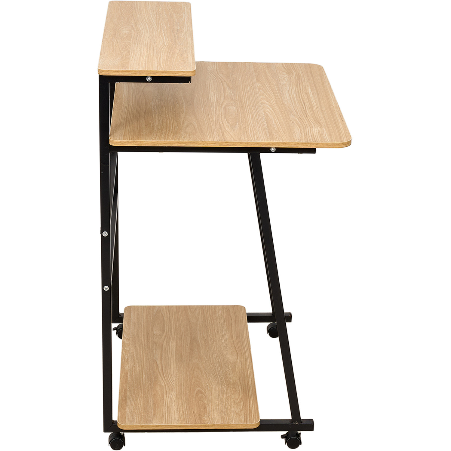 3-tier Computer Desk With Wheels - Wood
