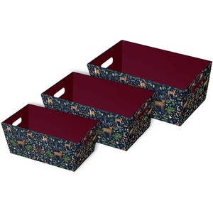 3 Woodland Christmas Hamper Basket Nested Gift Boxes Make Your Own