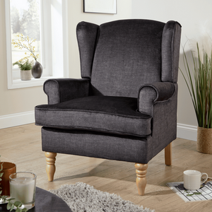 Charcoal Grey Helena Traditional Accent Armchair High Back Occasional Wing Back Design shot 11253679