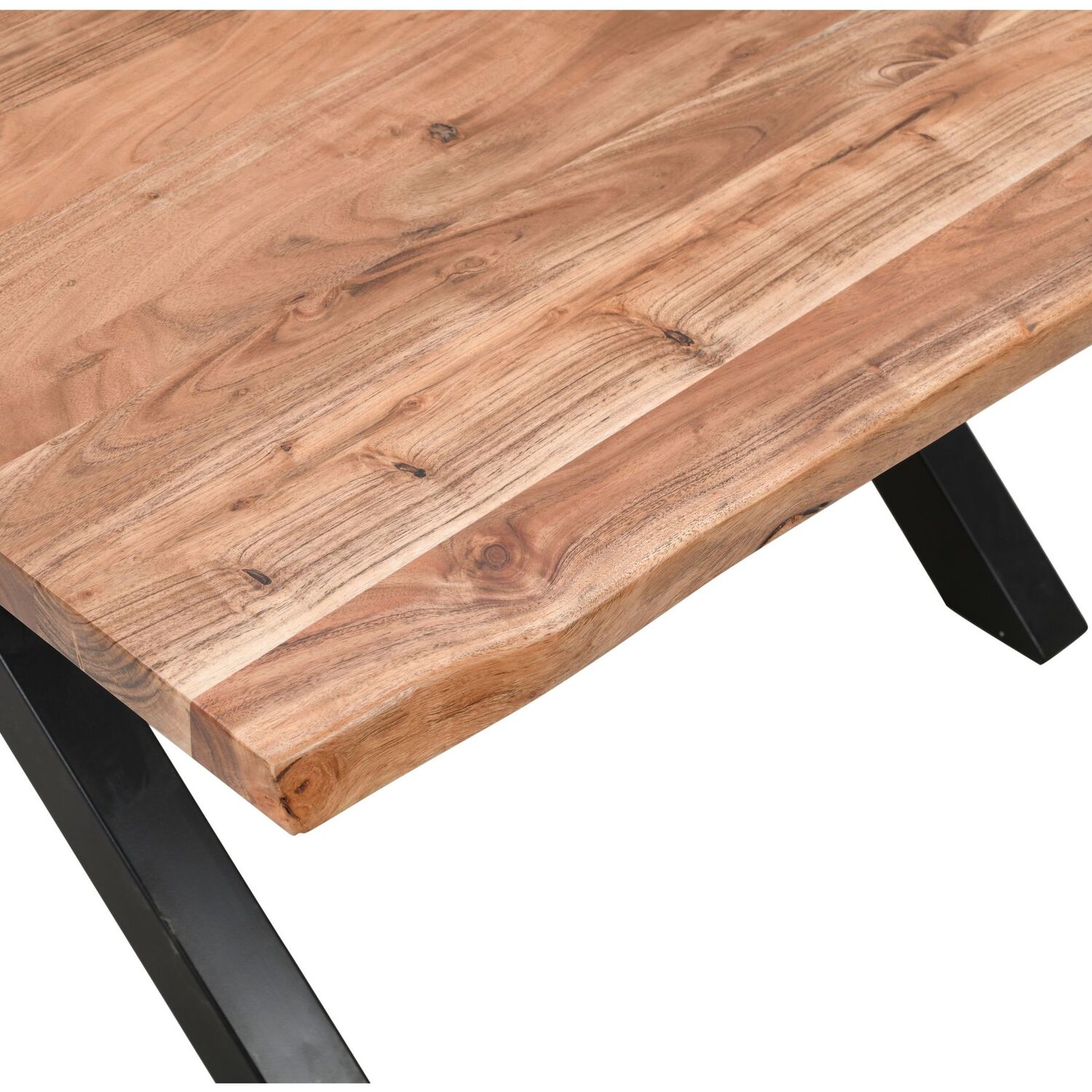 Live Edge Large Square Dining Table - Brown
