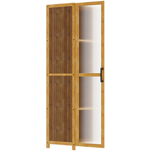 Brown & Wood & Translucent / 130cm Narrow Bookcase Storage Unit with Acrylic Doors shot 11446143