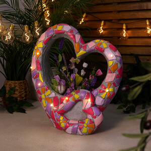 Solar Mosaic Heart Planter