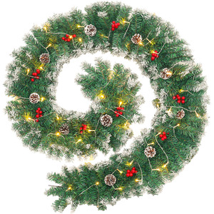 Frosted Foliage Pine Cone and Berry Christmas Garland