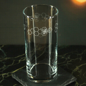 Engraved Set of 4 Hiball 12oz Bees Pattern design