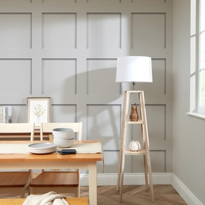 Contemporary Wood Panel Wallpaper in Dove White
